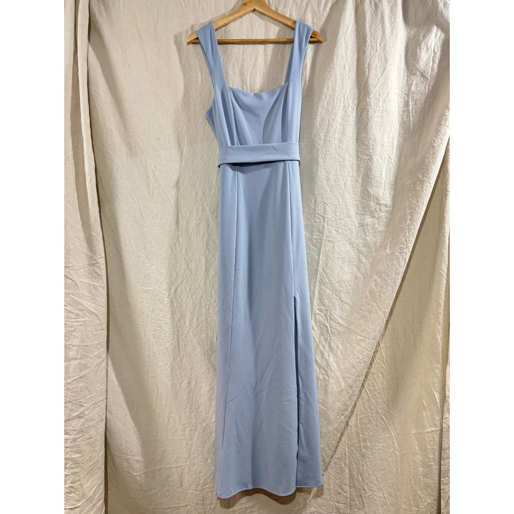 Show Me Your Mumu Paris Gown Steel Blue Stretch Maxi Dress Size L Bridesmaid